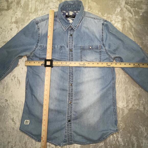 VTG Altamont Binders Shirt Mens LARGE Blue Button Snap Long Sleeve Pockets 90s - Picture 3 of 12